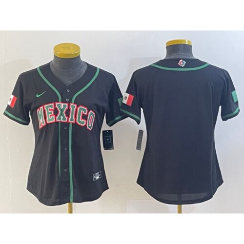 68632eb0268af_1 Youth Mexico Baseball Blank 2023 Black World Baseball Classic Stitched Jersey