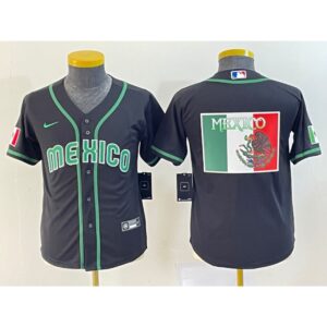 68632eb9bfc27_1 Youth Mexico Baseball 2023 Black Big Logo World Baseball Classic Stitched Jersey
