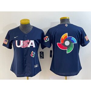 68632ec341345_1 Youth USA Baseball 2023 Navy Big Logo With Patch World Baseball Classic Stitched Jersey
