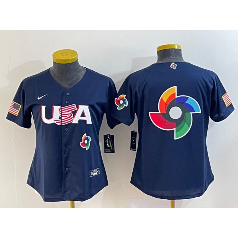 68632ec341345_1 Youth USA Baseball 2023 Navy Big Logo With Patch World Baseball Classic Stitched Jersey