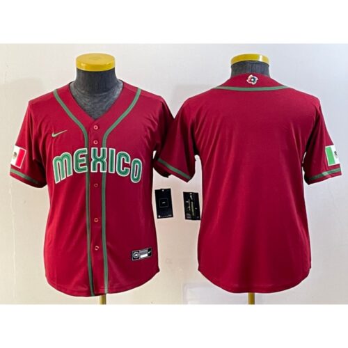68632ec59e671_1 Youth Mexico Baseball Blank 2023 Red World Baseball Classic Stitched Jersey
