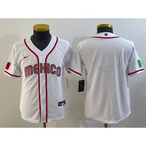 68632ed1e1452_1 Youth Mexico Baseball Blank 2023 White World Baseball Classic Stitched Jersey