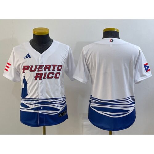 68632edb5e8df_1 Youth Puerto Rico Baseball Blank 2023 White World Baseball Classic Stitched Jersey