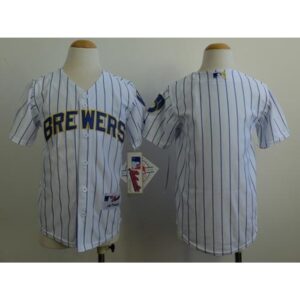 68632f17c81de_1 Brewers Blank White(blue stripe) Cool Base Stitched Youth MLB Jersey