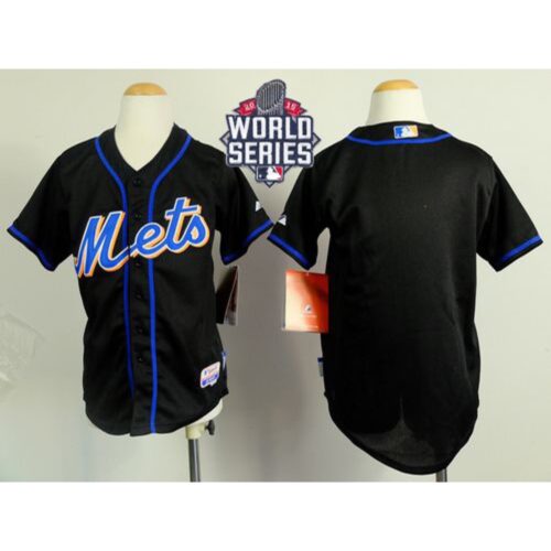 68632f21975cb_1 Mets Blank Black Cool Base W/2015 World Series Patch Stitched Youth MLB Jersey