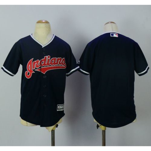 68632fbe77817_1 indians Blank Navy Blue Cool Base Stitched Youth MLB Jersey
