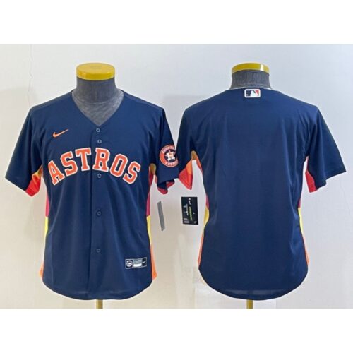 68632fccb9b14_1 Youth Houston Astros Blank Navy With Patch Cool Base Stitched Jersey