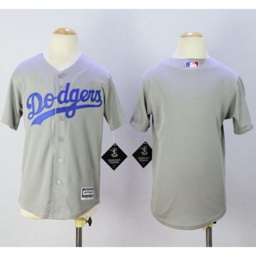 686330093f377_1 Dodgers Blank Grey Cool Base Stitched Youth MLB Jersey