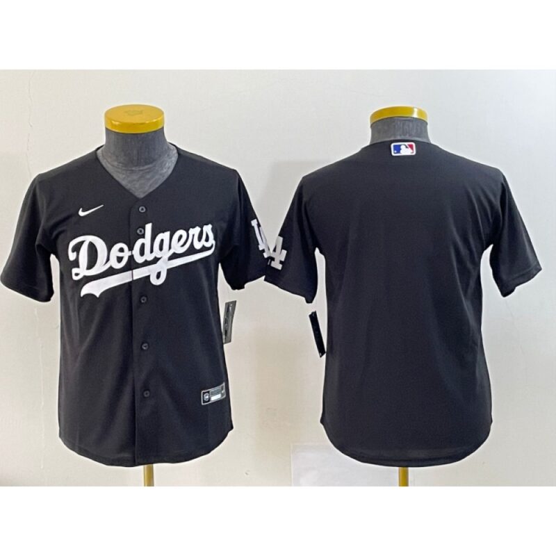 6863300e45f05_1 Youth Los Angeles Dodgers Blank Black Stitched Baseball Jersey