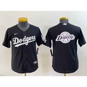 686330108d984_1 Youth Los Angeles Dodgers Black Team Big Logo Stitched Baseball Jersey