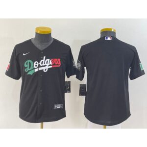 68633017c6676_1 Youth Los Angeles Dodgers Blank Black Mexico Stitched Baseball Jersey