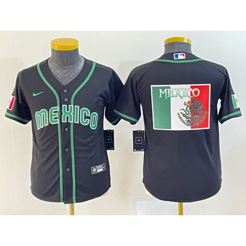 68633056a82fb_1 Women's Mexico Baseball 2023 Black Big Logo World Baseball Classic Stitched Jersey(Run Small)