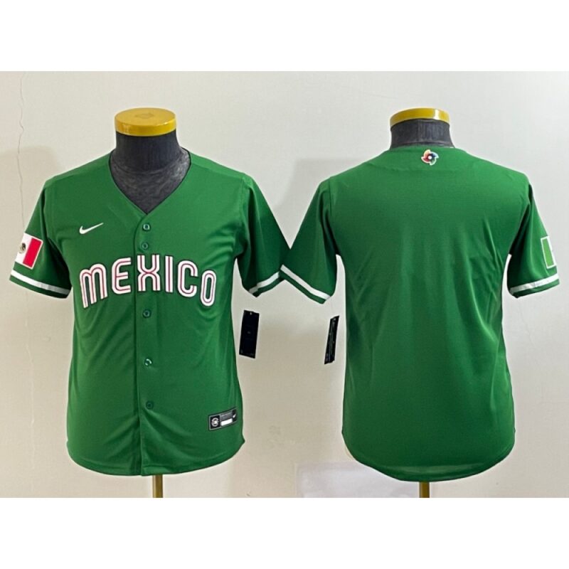 68633062d1f1c_1 Women's Mexico Baseball Blank 2023 Green World Baseball Classic Stitched Jersey(Run Small)