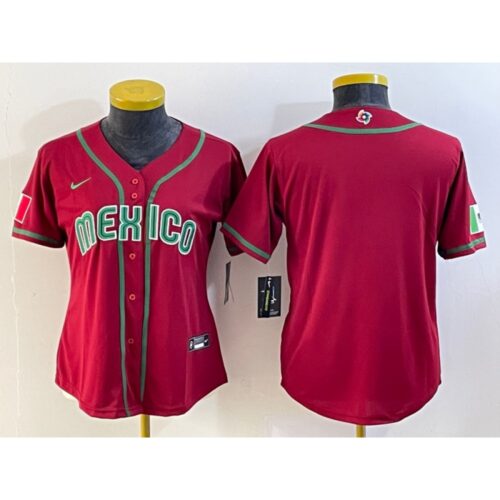 6863306a92607_1 Women's Mexico Baseball Blank 2023 Red World Baseball Classic Stitched Jersey(Run Small)
