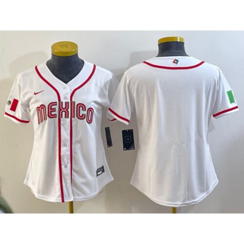 68633076a5d38_1 Women's Mexico Baseball 2023 Blank White World Baseball Classic Stitched Jersey(Run Small)