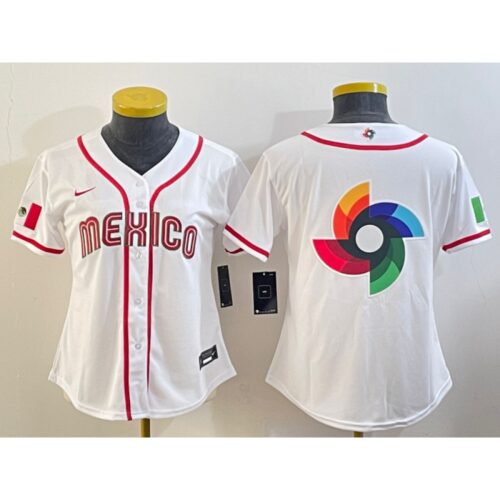 6863307914286_1 Women's Mexico Baseball 2023 White Big Logo World Baseball Classic Stitched Jersey(Run Small)