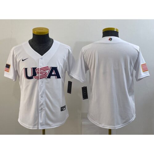 68633085265ed_1 Women's USA Baseball Blank 2023 White World Baseball Classic Stitched Jersey(Run Small)