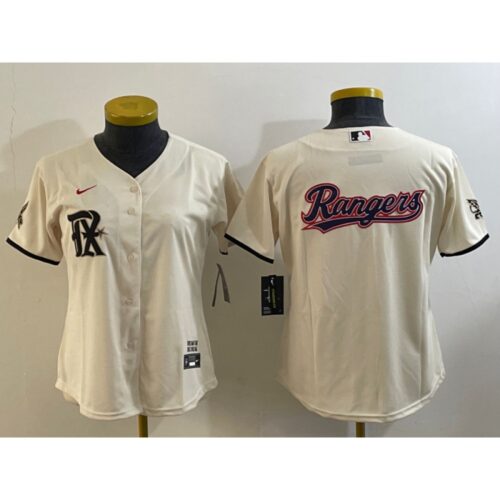 686330877a8c3_1 Women's Texas Rangers Cream Team Big Logo 2023 City Connect Stitched Baseball Jersey(Run Small)