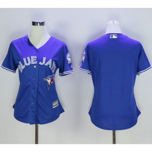 686330b2375ea_1 Blue Jays Blank Blue Alternate 40th Anniversary Women's Stitched MLB Jersey