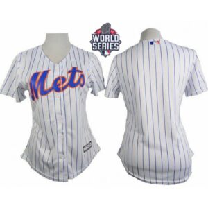 686330d2175d0_1 Mets Blank White(Blue Strip) W/2015 World Series Patch Women's Home Stitched MLB Jersey