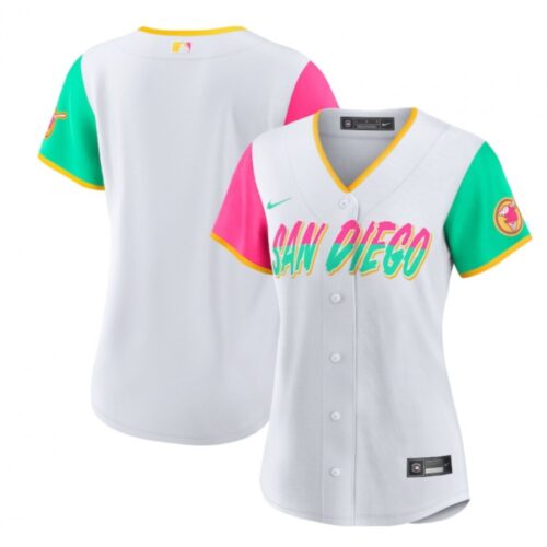 68633132a54b8_1 Women's San Diego Padres Blank 2022 White City Connect Cool Base Stitched Baseball Jersey(Run Small)
