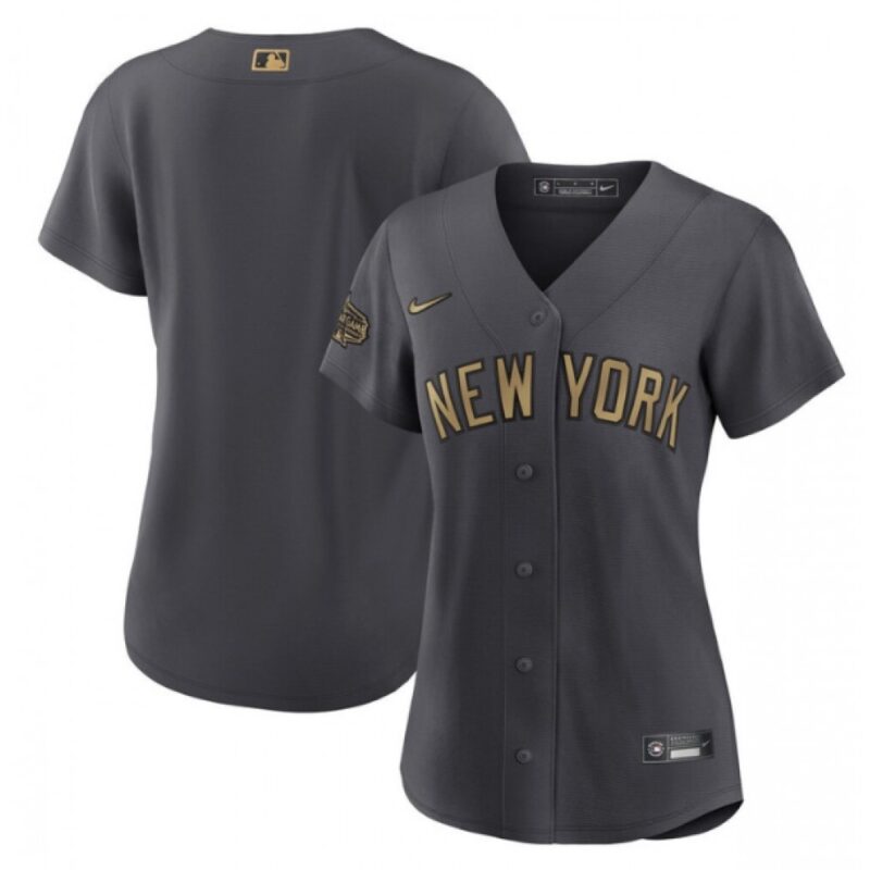 686331433613f_1 Women's New York Yankees Blank 2022 All-Star Charcoal Stitched Baseball Jersey(Run Small)