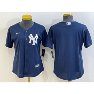 68633147913d1_1 Women's New York Yankees Blank Navy Stitched Baseball Jersey(Run Small)