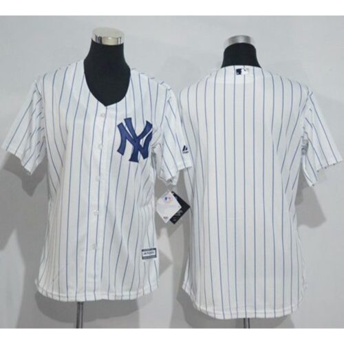 68633153b5b7a_1 Yankees Blank White Strip Women's Home Stitched MLB Jersey