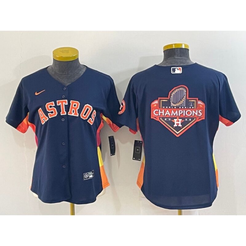6863319516ea3_1 Women's Houston Astros Navy 2022 World Series Champions Team Big Logo Cool Base Stitched Baseball Jersey(Run Small)