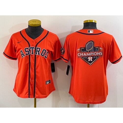 6863319a406af_1 Women's Houston Astros Orange 2022 World Series Champions Team Big Logo With Patch Cool Base Stitched Baseball Jersey(Run Small)