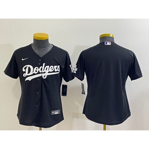 686331cbe8342_1 Women's Los Angeles Dodgers Blank Black Stitched Baseball Jersey(Run Small)