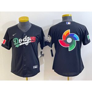 686331d0b0287_1 Women's Los Angeles Dodgers Black Team Big Logo Stitched Jersey(Run Small)