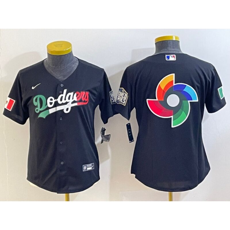 686331d0b0287_1 Women's Los Angeles Dodgers Black Team Big Logo Stitched Jersey(Run Small)