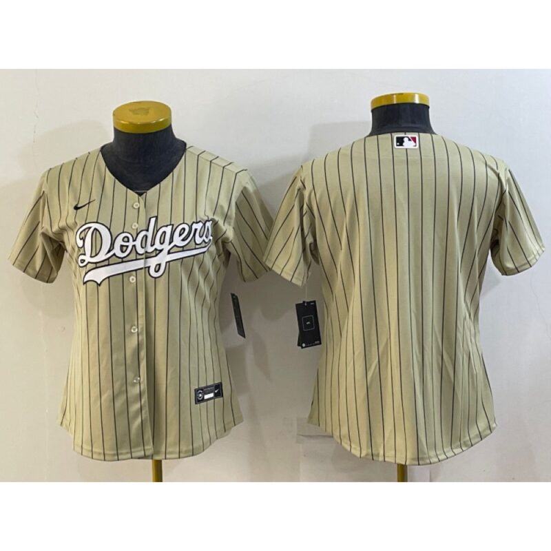 686331dfa9057_1 Women's Los Angeles Dodgers Blank Cream Stitched Jersey(Run Small)