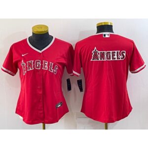 6863320edeaa3_1 Women's Los Angeles Angels Red Team Big Logo Stitched Baseball Jersey(Run Small)