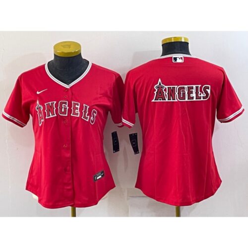 6863320edeaa3_1 Women's Los Angeles Angels Red Team Big Logo Stitched Baseball Jersey(Run Small)