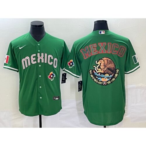 68633236810cd_1 Men's Mexico Baseball 2023 Green Team Big Logo World Baseball Classic Stitched Jersey