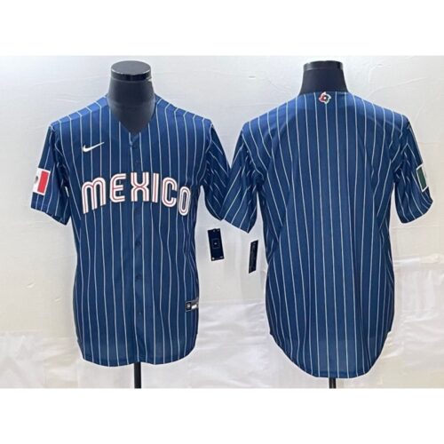 68633256757aa_1 Men's Mexico Baseball Blank Navy World Baseball Classic Stitched Jersey