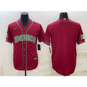 686332910e730_1 Men's Mexico Baseball Blank 2023 Red World Baseball Classic Stitched Jersey