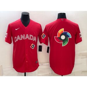 6863329933204_1 Men's Canada Baseball 2023 Red World Baseball Big Logo With Patch Classic Stitched Jersey