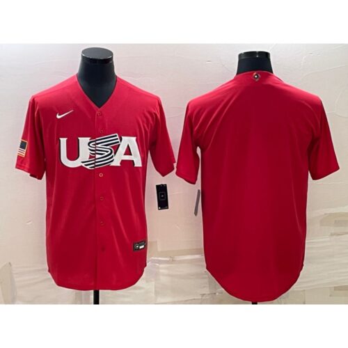 686332aeb5fce_1 Men's USA Baseball Blank 2023 Red World Baseball Classic Stitched Jersey