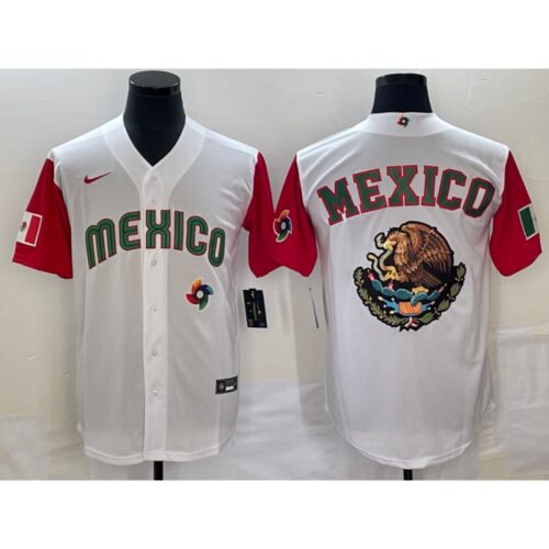 686332dd27634_1 Men's Mexico Baseball 2023 White Team Big Logo World Baseball Classic Stitched Jersey