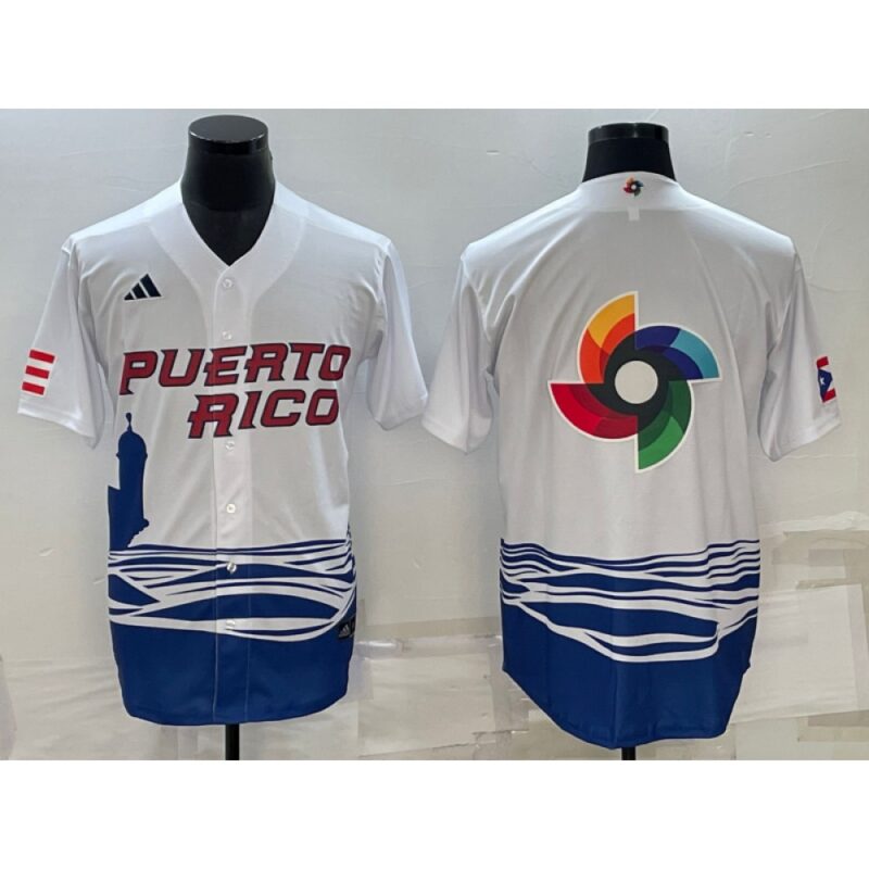 686332ffdee6b_1 Men's Puerto Rico Baseball 2023 White World Baseball Big Logo Classic Stitched Jersey