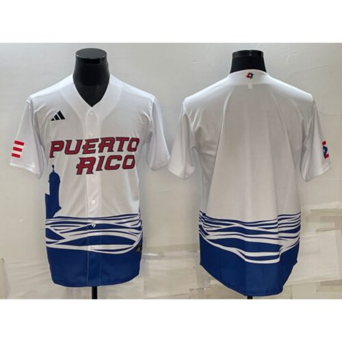 6863330260440_1 Men's Puerto Rico Baseball Blank 2023 White World Baseball Classic Stitched Jersey