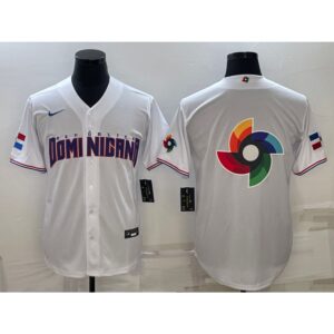 68633309c99fb_1 Men's Dominican Republic Baseball 2023 White World Baseball Big Logo With Patch Classic Stitched Jersey