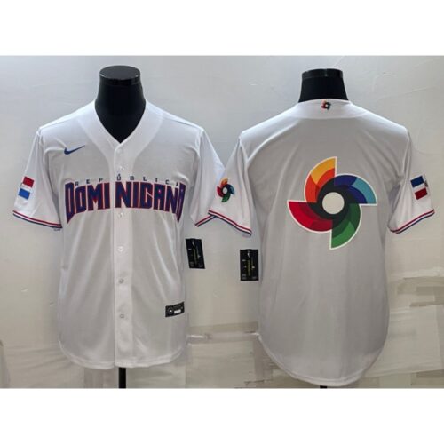 68633309c99fb_1 Men's Dominican Republic Baseball 2023 White World Baseball Big Logo With Patch Classic Stitched Jersey