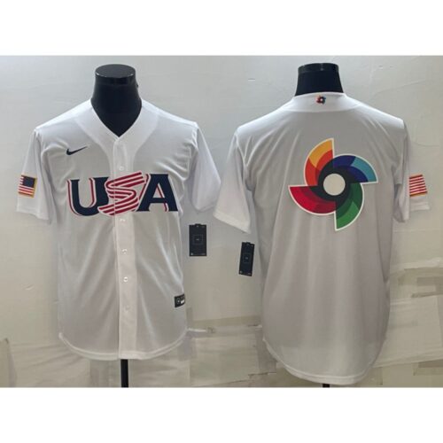 6863331c75a7d_1 Men's USA Baseball 2023 White World Baseball Big Logo Classic Stitched Jersey