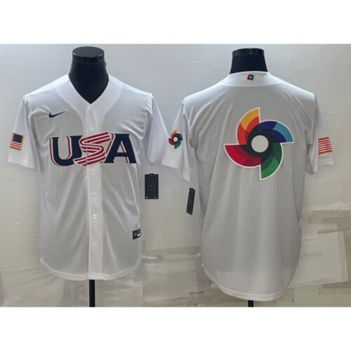68633324077e3_1 Men's USA Baseball 2023 White World Baseball Big Logo With Patch Classic Stitched Jersey
