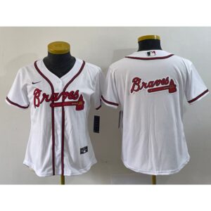 68633334e6c17_1 Women's Atlanta Braves White Team Big Logo Stitched Jersey(Run Small)