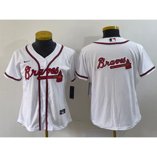 68633334e6c17_1 Women's Atlanta Braves White Team Big Logo Stitched Jersey(Run Small)